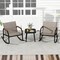 3-Piece Patio Rocking Bistro Set Black & Brown Metal Chairs with Quick-Dry Fabric